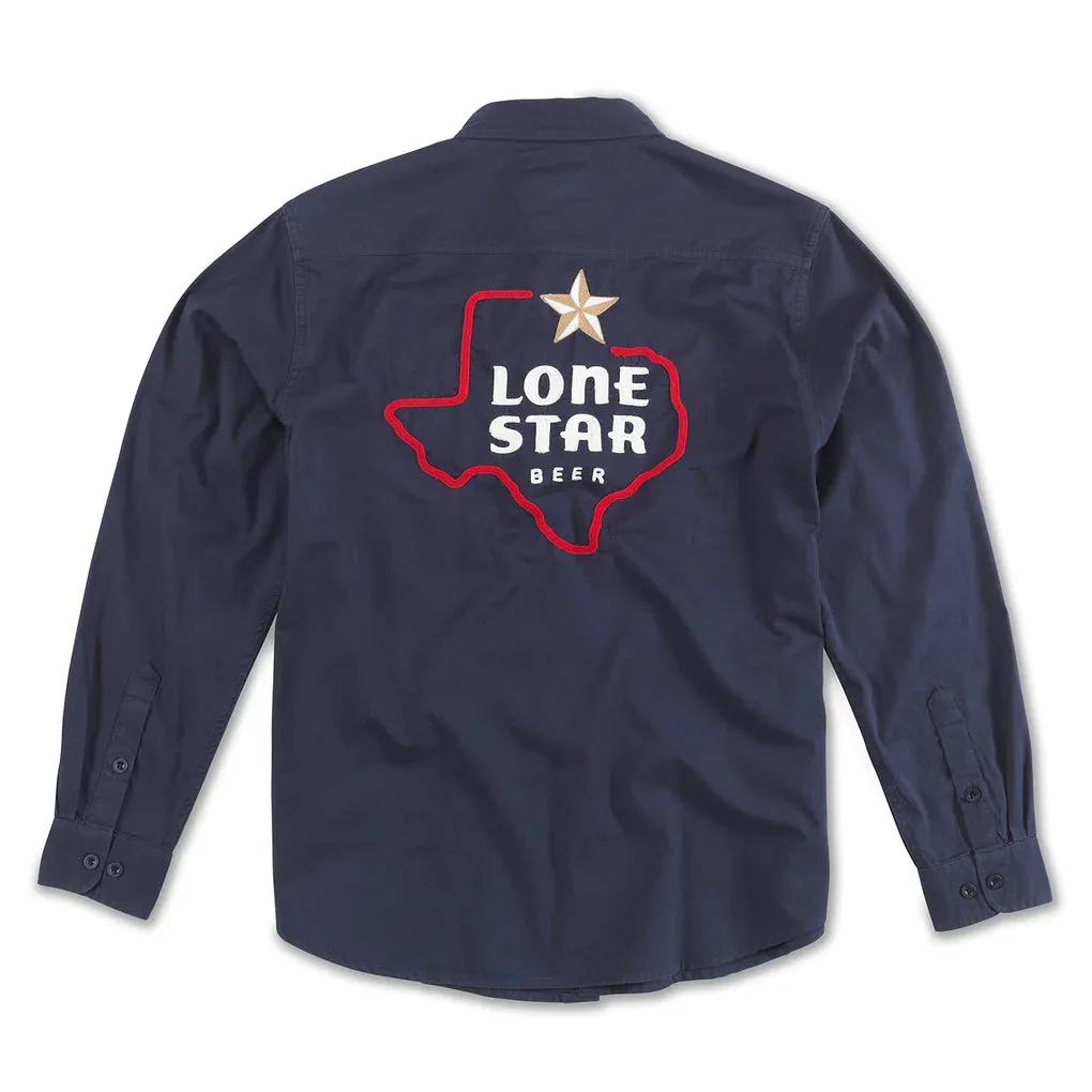 American Needle Daily Grind Lone Star Long Sleeve Button Up in Navy