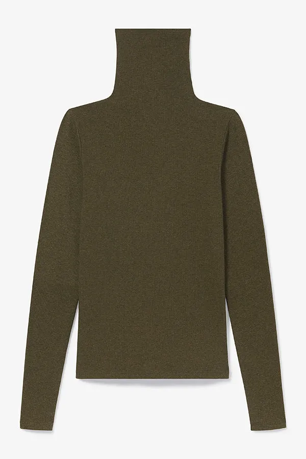 Axam Layering Turtleneck - Ribbed Pima Cotton :: Army Melange