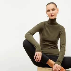 Axam Layering Turtleneck - Ribbed Pima Cotton :: Army Melange