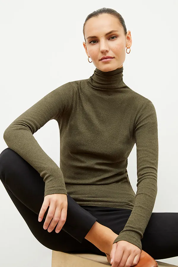 Axam Layering Turtleneck - Ribbed Pima Cotton :: Army Melange