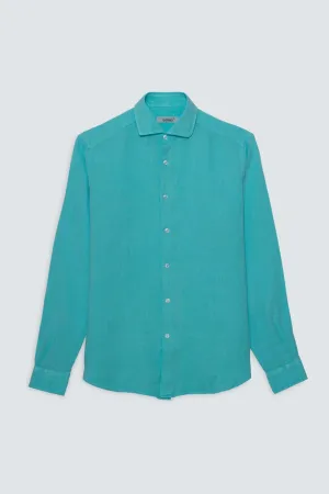 basic linen shirt turquoise