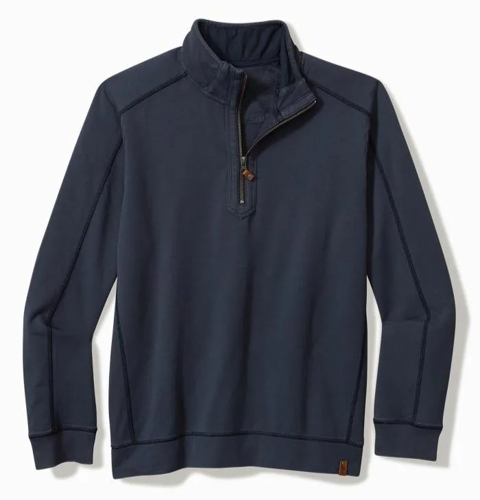 Ben & Terry Half-Zip Sweatshirt in Ocean Deep by Tommy Bahama