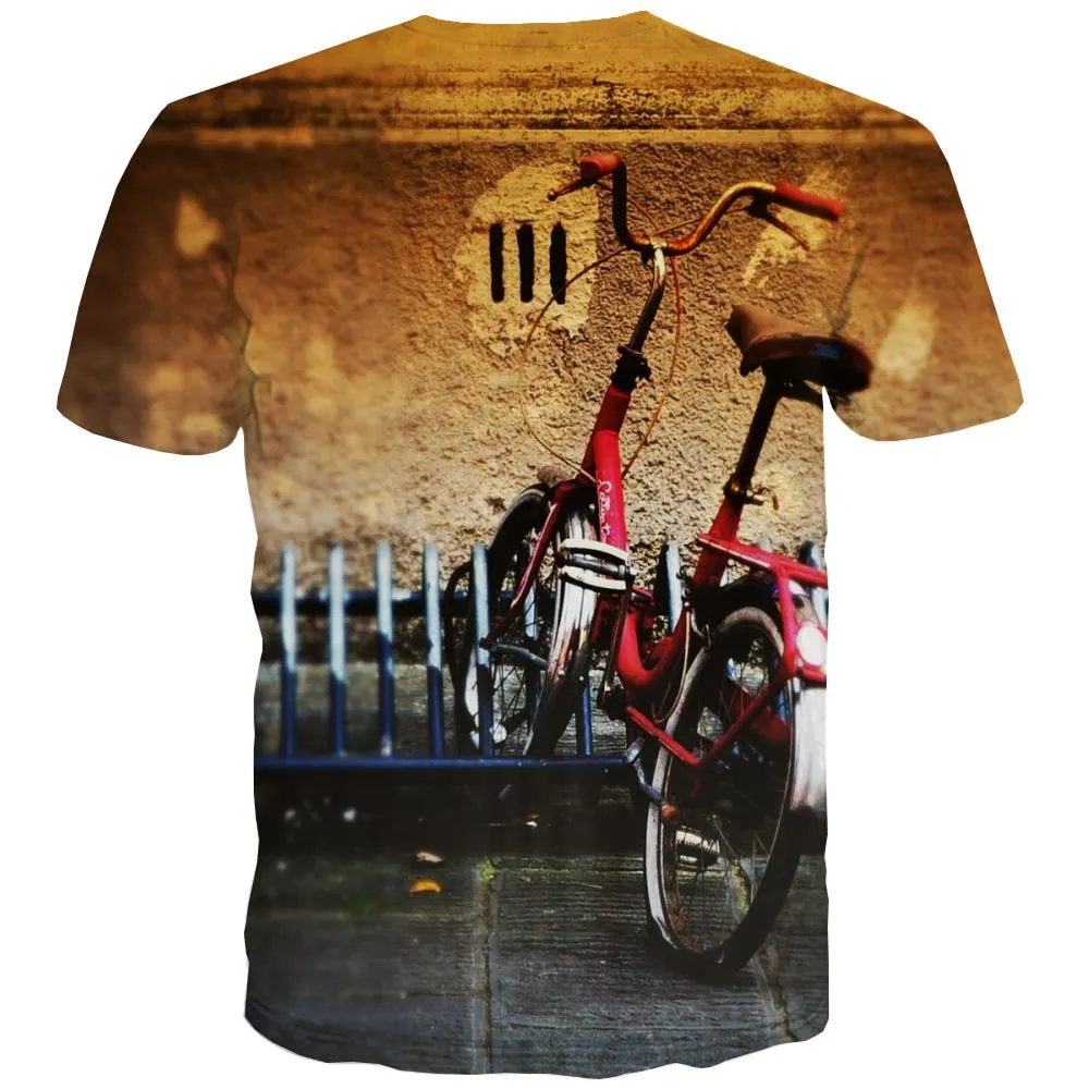 Bicycle T-shirt Men Metal T-shirts Graphic City T shirts Funny Psychedelic Tshirt Printed