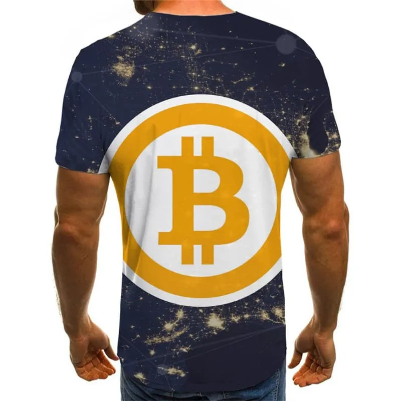 Bitcoin T-shirt Men Galaxy Shirt Print Nebula Funny T shirts Retro T-shirts 3d