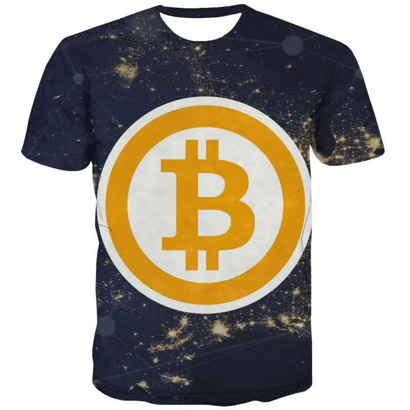 Bitcoin T-shirt Men Galaxy Shirt Print Nebula Funny T shirts Retro T-shirts 3d