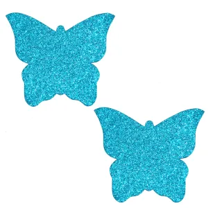 Bowie Blue Glitter Butterfly Nipple Cover Pasties