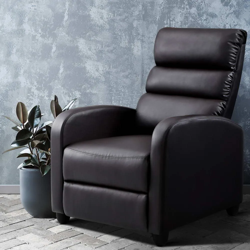 Brown PU Leather Recliner Armchair, 135° Recline - Artiss