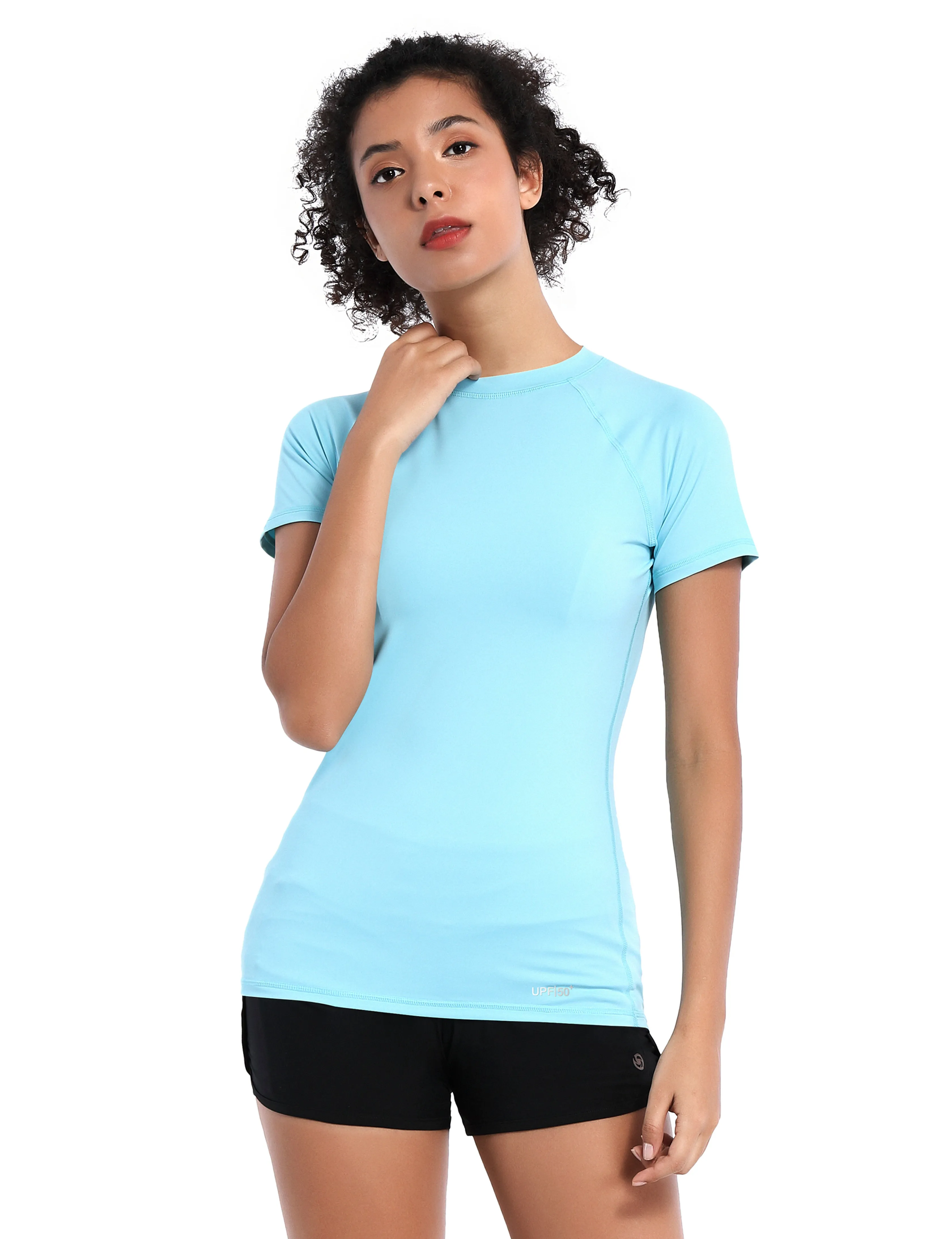 BUBBLELIME 84P/16S Short Sleeve Rashguard for Women_Pilates