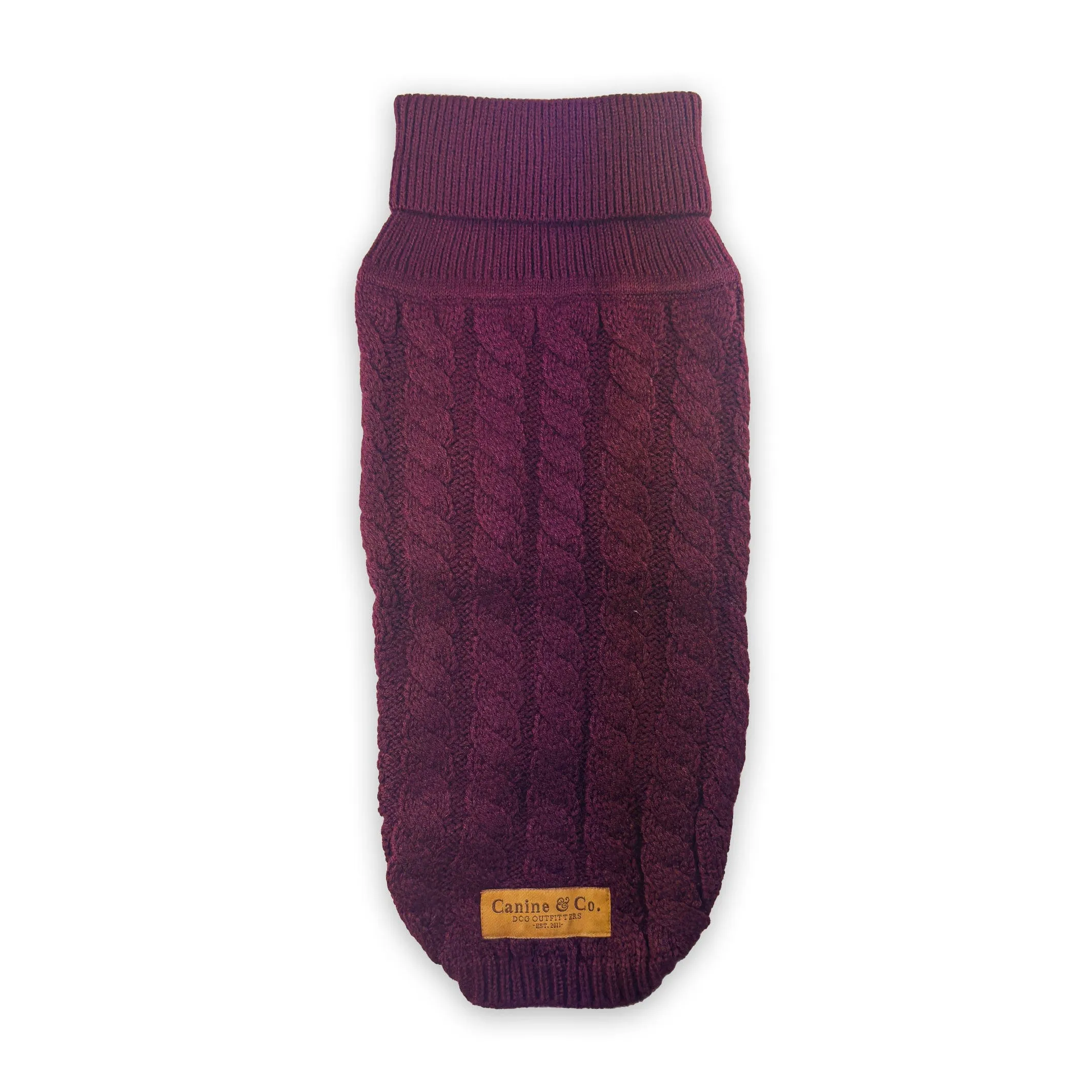 Burgundy Red Cable-Knit Dog Jumper | Warmth & Style for Your Pet