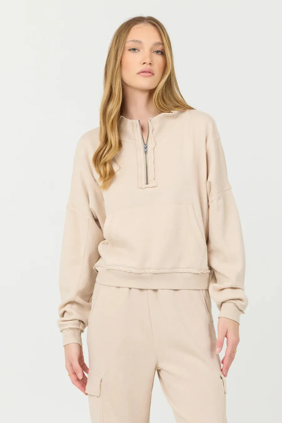 Cashmere Fleece Quarter Zip - Vanilla Cream