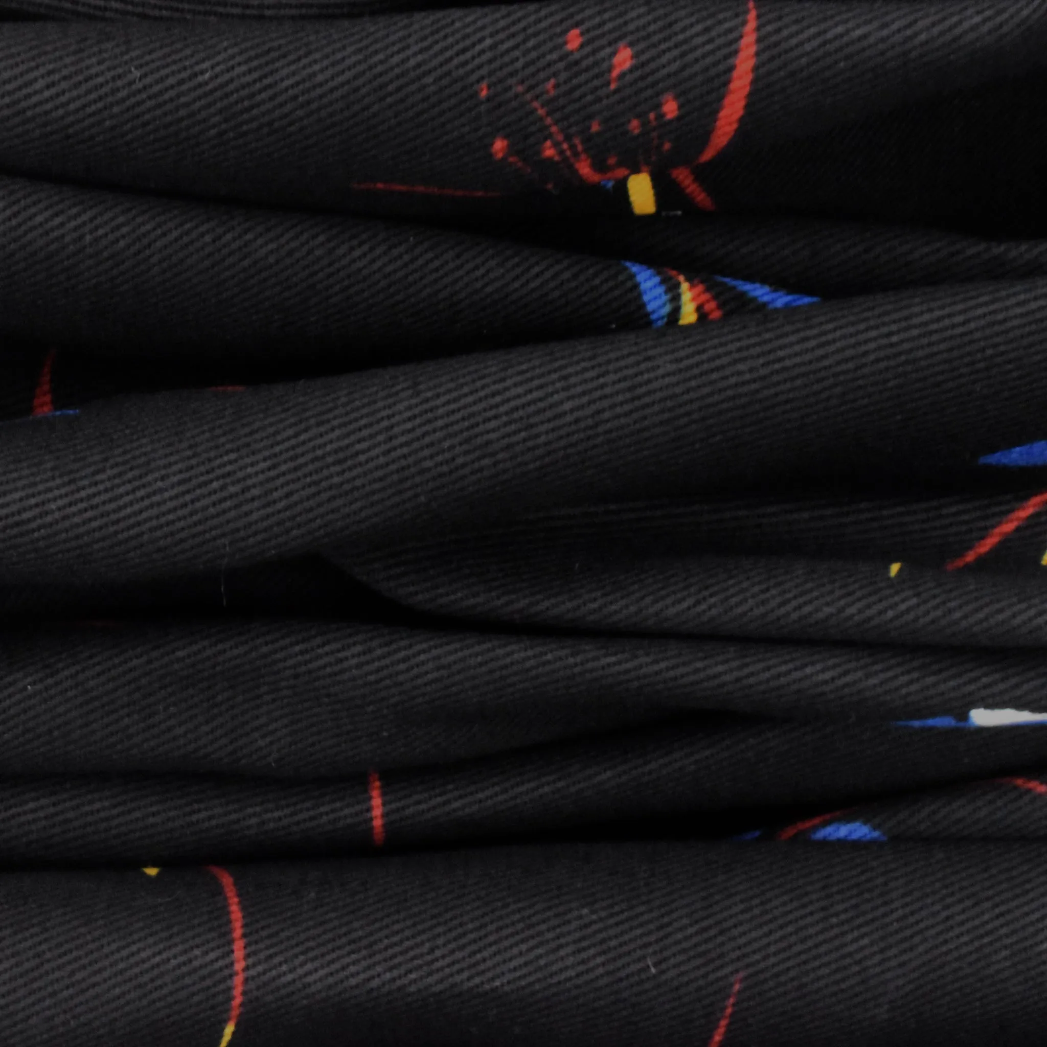 Classic Black-Multi Abstract Floral Printed Chino Twill Fabric