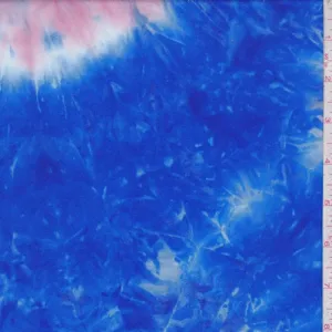 Cobalt/Pink Tie Dye Double Brushed Jersey Knit Fabric