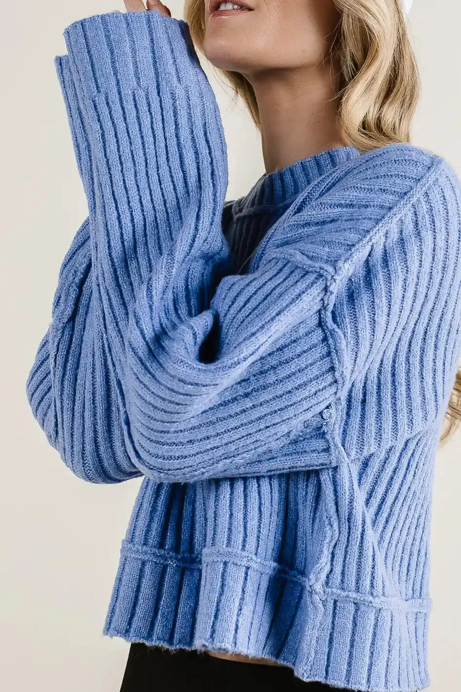 Daniela Ribbed Sweater in Blue