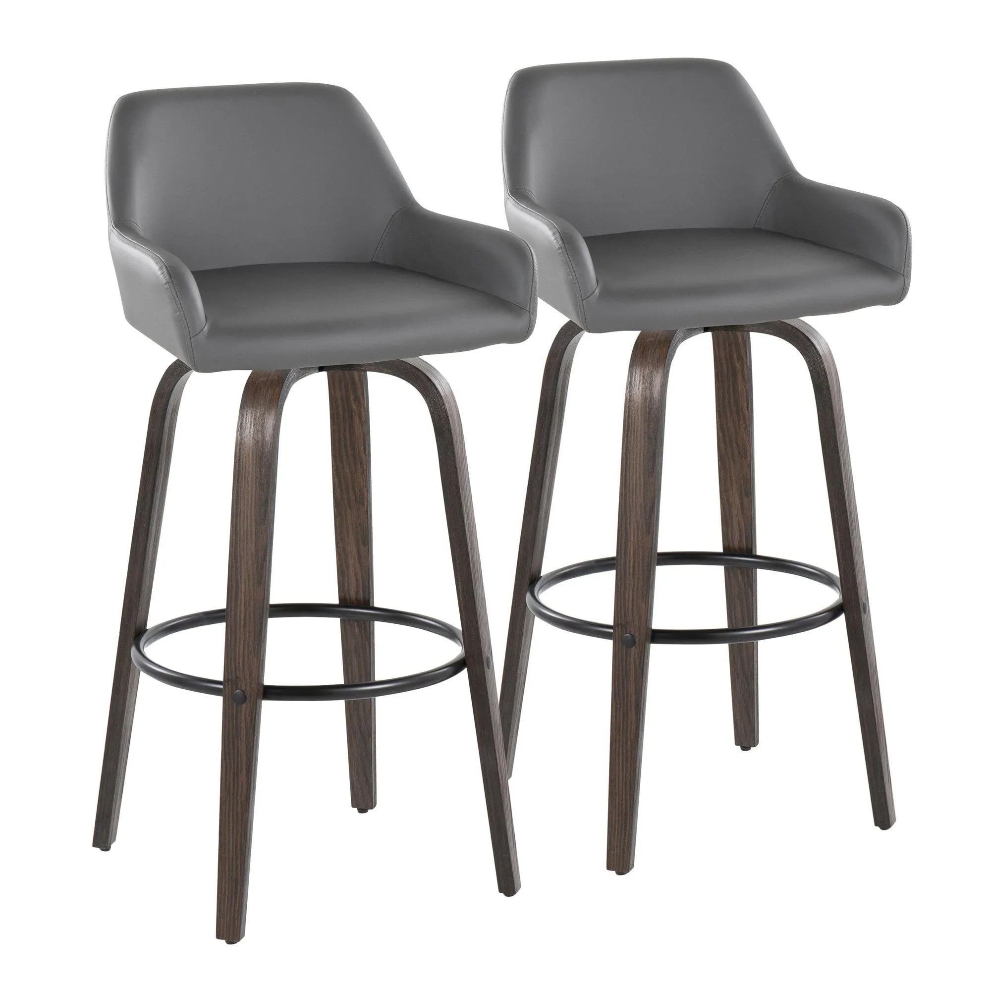 Daniella 30" Fixed-Height Barstool - Set of 2 By LumiSource - B30-DNLAPU-GRTZQ2 BNCAM2