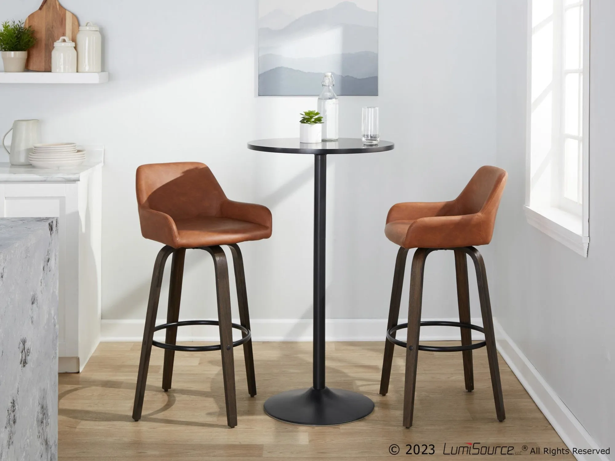 Daniella 30" Fixed-Height Barstool - Set of 2 By LumiSource - B30-DNLAPU-GRTZQ2 BNCAM2