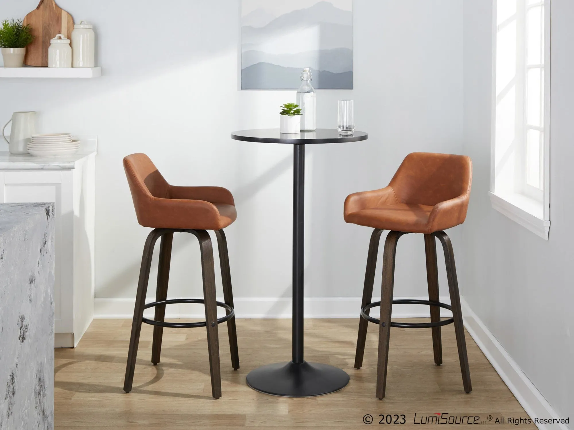 Daniella 30" Fixed-Height Barstool - Set of 2 By LumiSource - B30-DNLAPU-GRTZQ2 BNCAM2