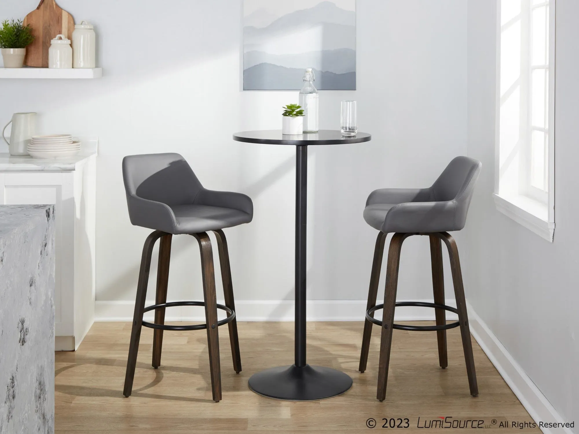 Daniella 30" Fixed-Height Barstool - Set of 2 By LumiSource - B30-DNLAPU-GRTZQ2 BNCAM2