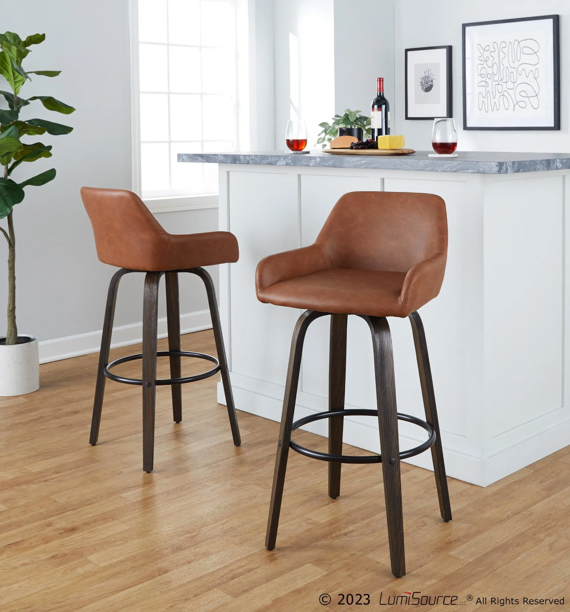 Daniella 30" Fixed-Height Barstool - Set of 2 By LumiSource - B30-DNLAPU-GRTZQ2 BNCAM2