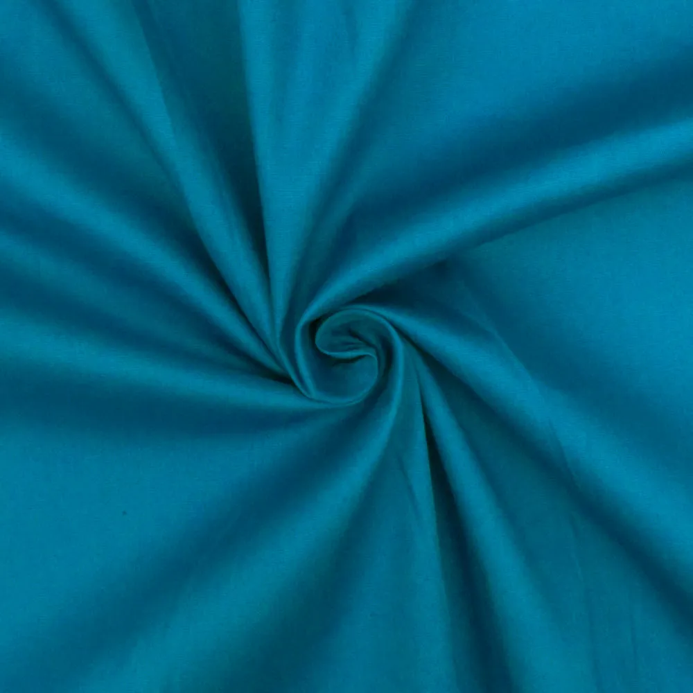 Deep Turquoise Solid Stretch Cotton Poplin Woven Fabric