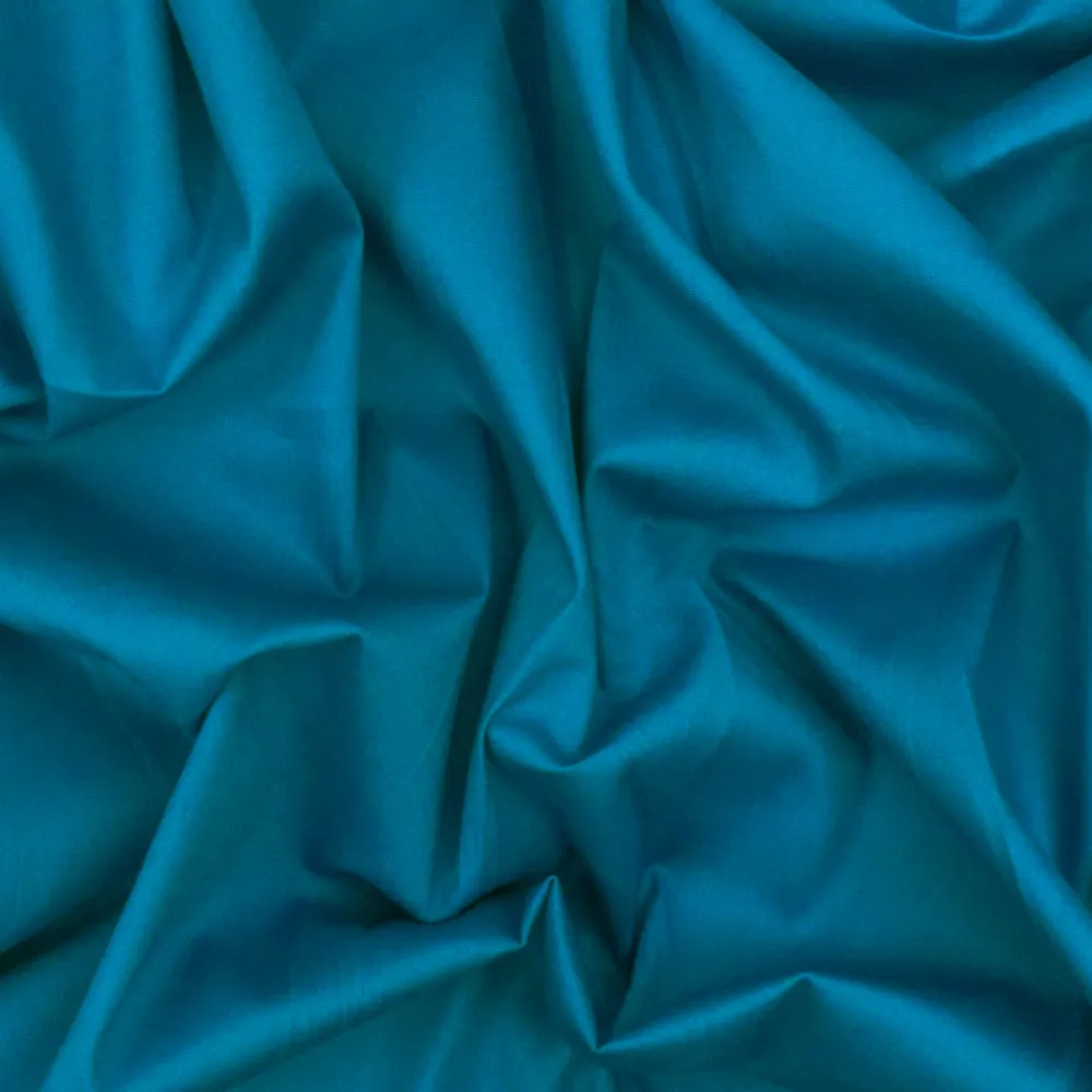 Deep Turquoise Solid Stretch Cotton Poplin Woven Fabric