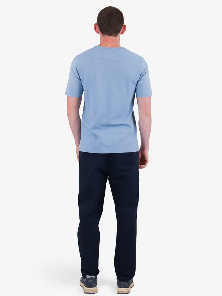 Folk Contrast Sleeve T-Shirt in Soft Blue