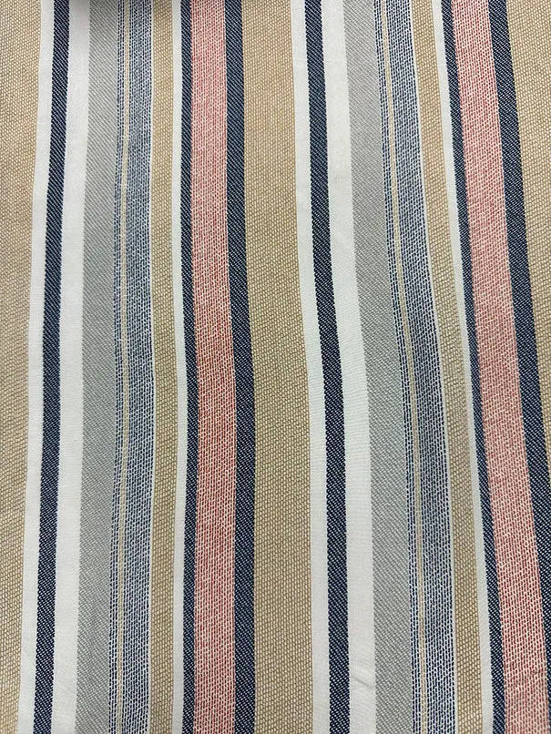 Gold Multi Stripe Print Rayon Challis Fabric