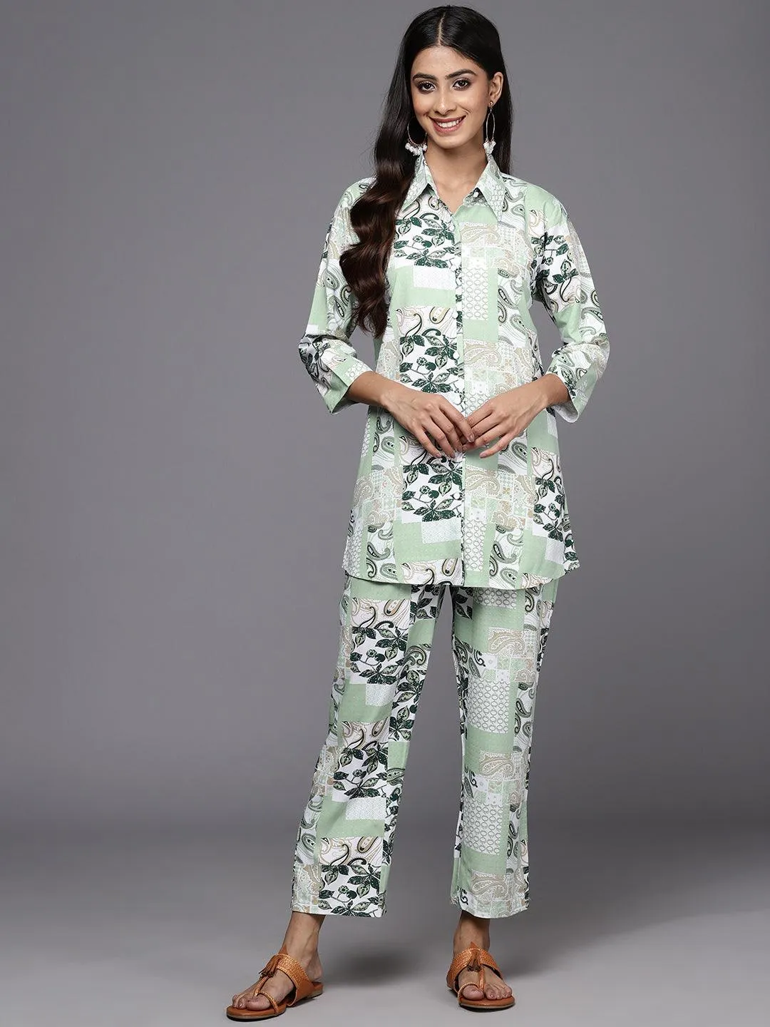 Green Printed Rayon Co-Ords