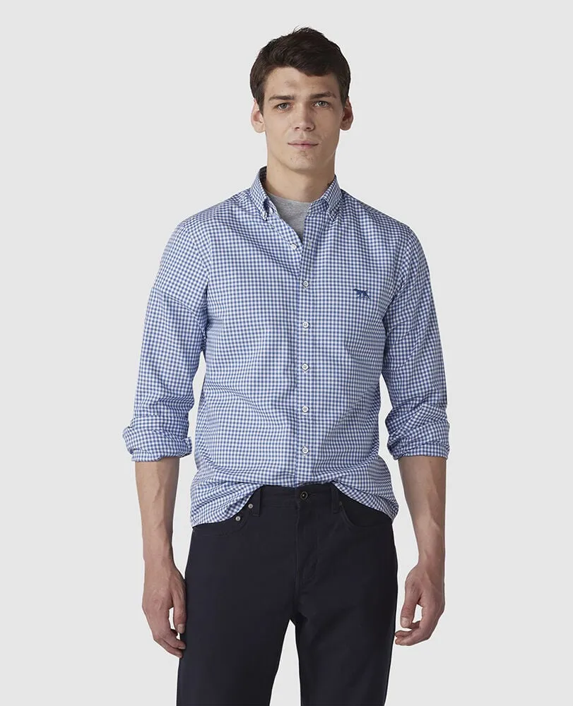 Gunn Check Oxford LS - Sea Blue