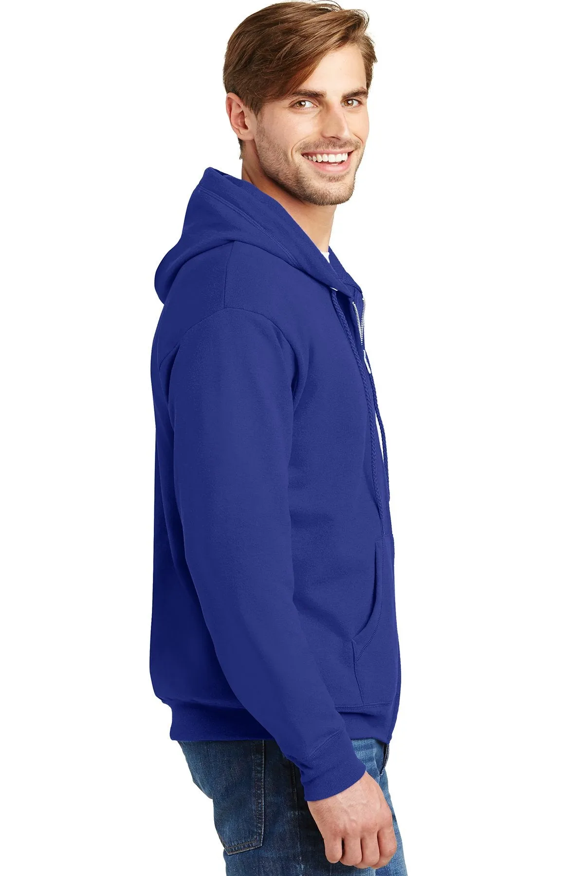 Hanes Ecosmart Full Zip Hooded Sweatshirt P180 Deep Royal