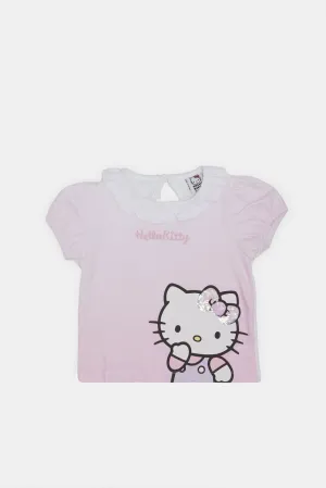 Infant Girls Lilac Hello Kitty Peter Pan Collar T-Shitr