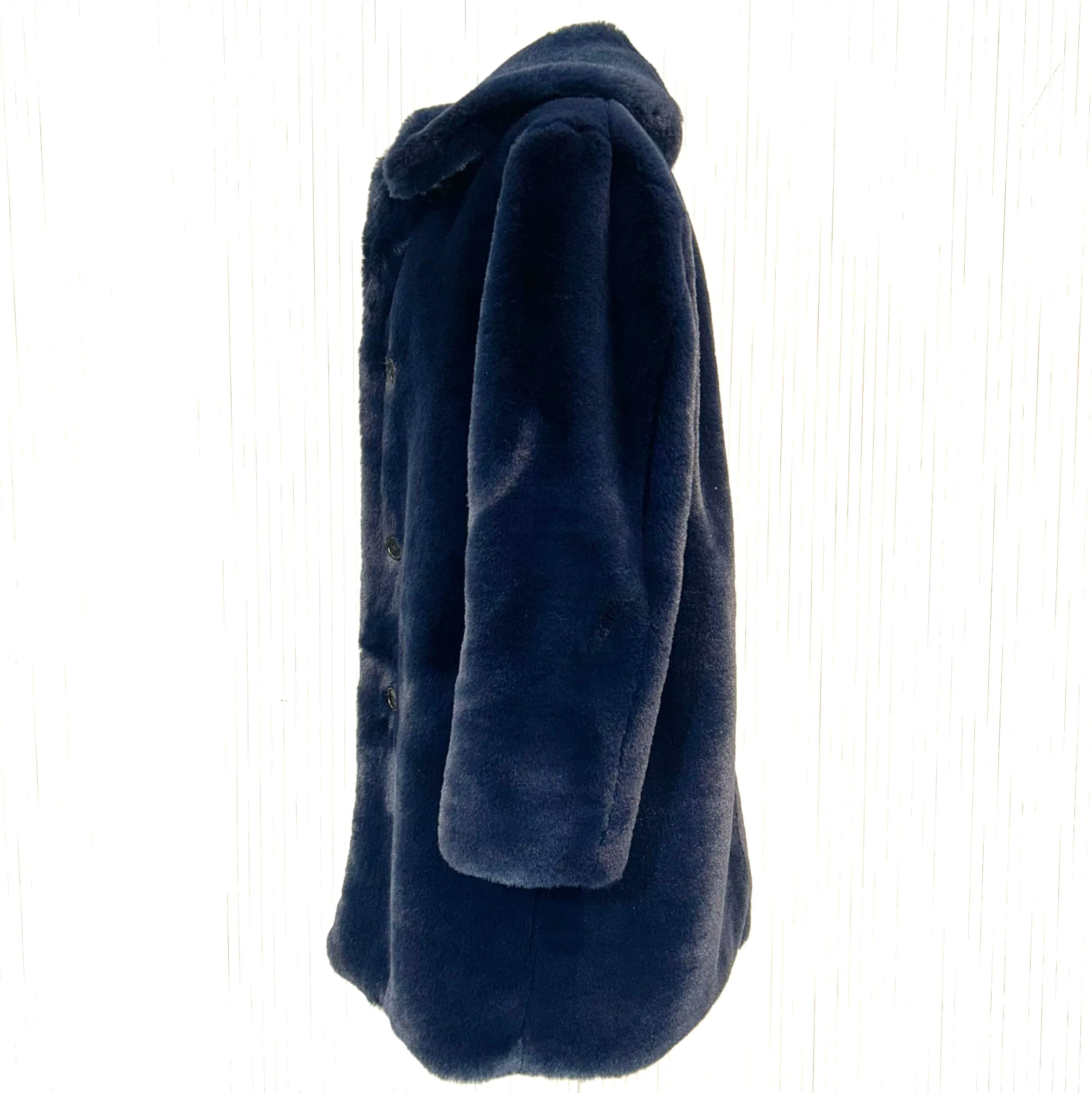 J Crew Navy Faux Fur Teddy Coat M