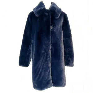 J Crew Navy Faux Fur Teddy Coat M