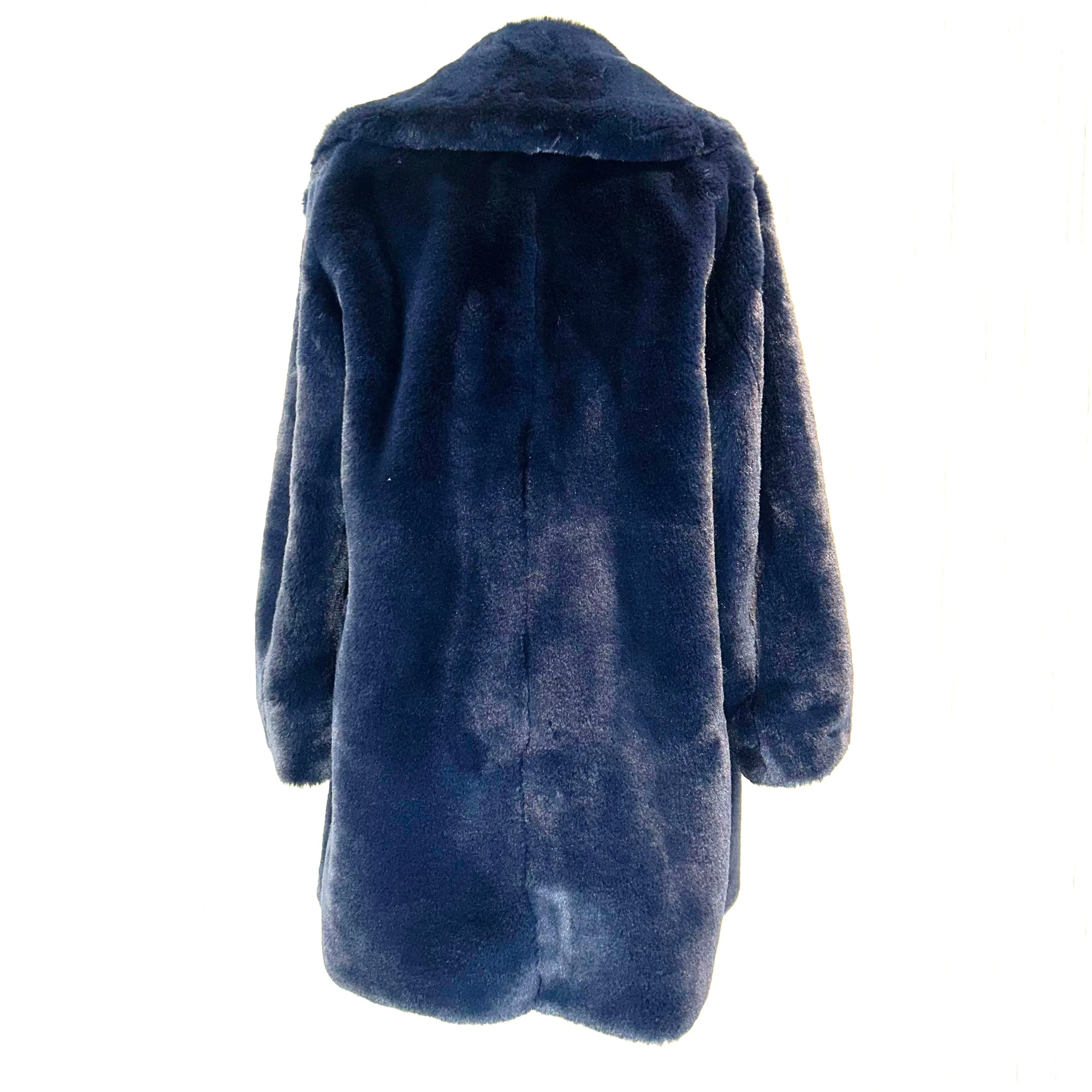 J Crew Navy Faux Fur Teddy Coat M