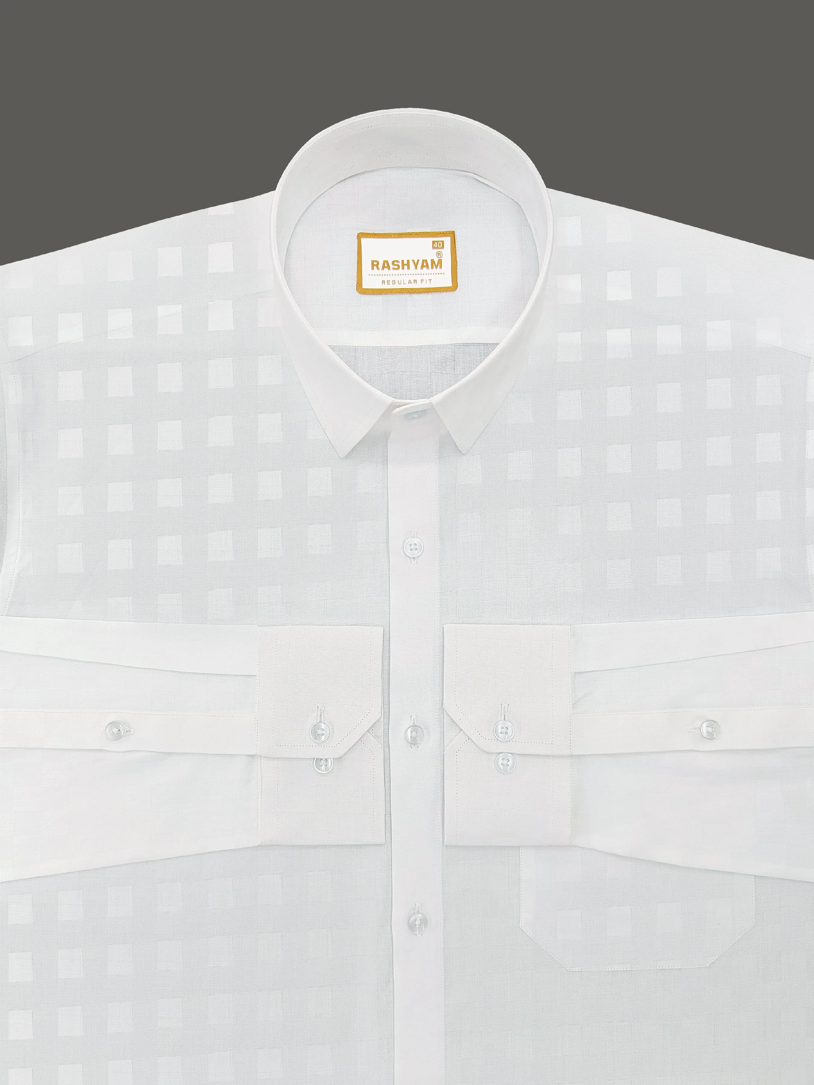 Lanciano Luxury Cotton Designer Box On White Formal Shirt For Men