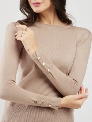 LivSoft Button Detail Sweater - Beige