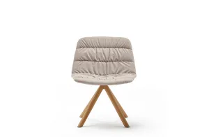 Maarten Lounge Chair - Wooden Swivel Base & Soft Upholstery