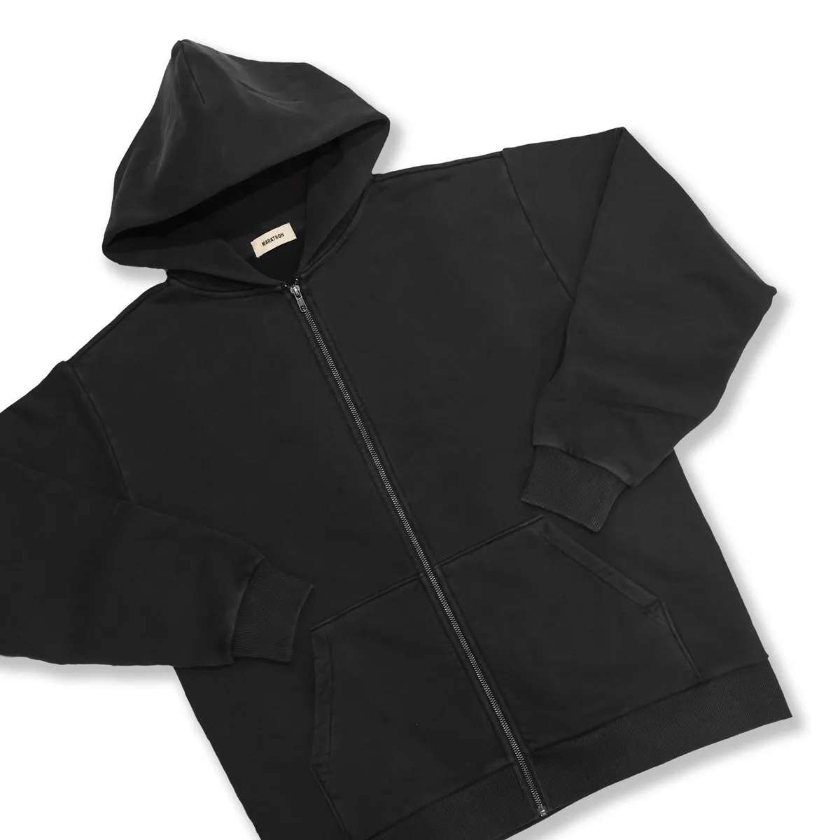 Marathon Leisure Heavyweight Zip-Up Hoodie - Vintage Black