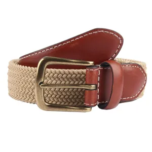 Men's Woven Stretch Belt with Antique Brushed Gold Buckle