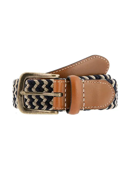 Men's Woven Stretch Belt with Antique Brushed Gold Buckle