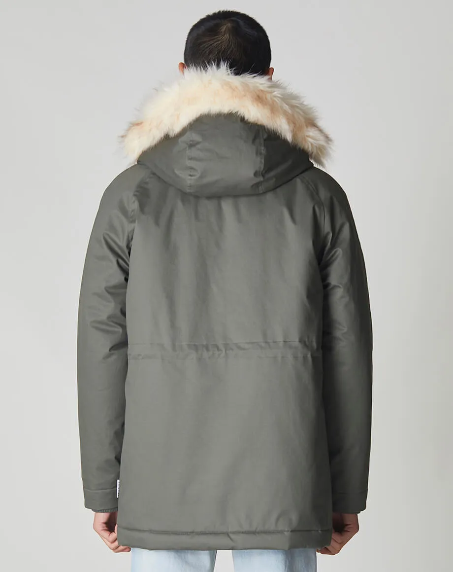 MIDLAND FUR TRIM OVERSIZED PARKA | DARK KHAKI