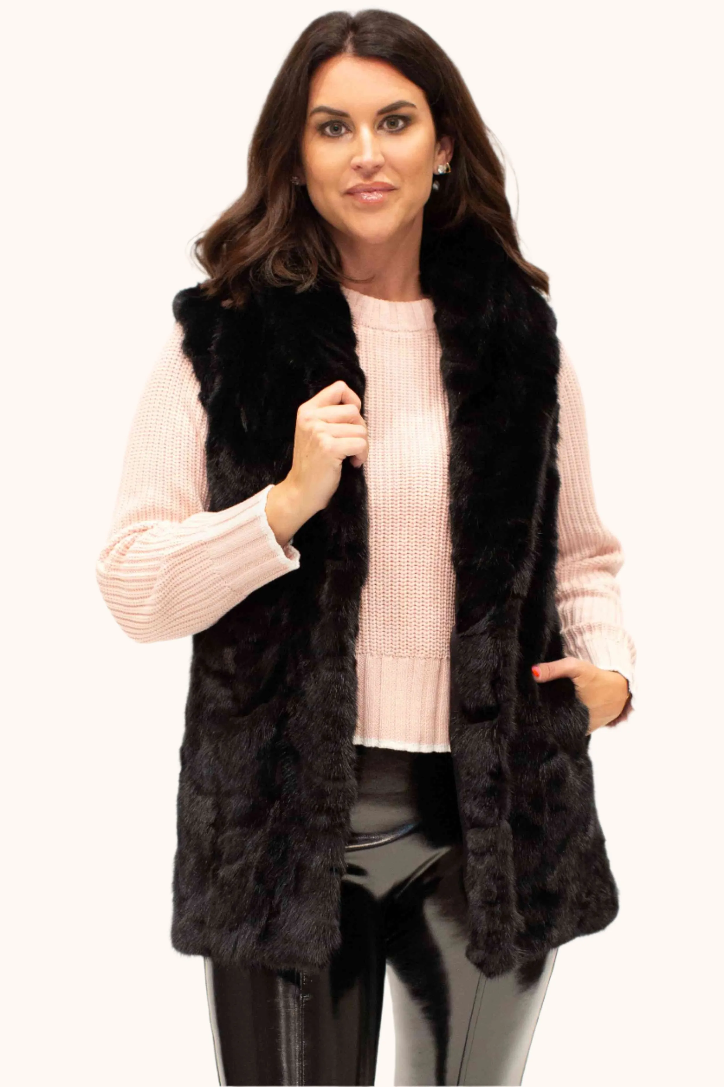 Mink Fur Vest with Shawl Collar