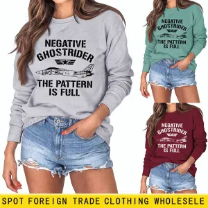 NEGATIVE GHOSTRIDER Women's Loose Long-sleeved Shirt Round Neck Sweater