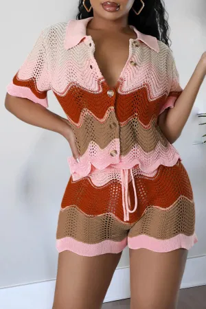 Ombre Crochet Top & Shorts Set