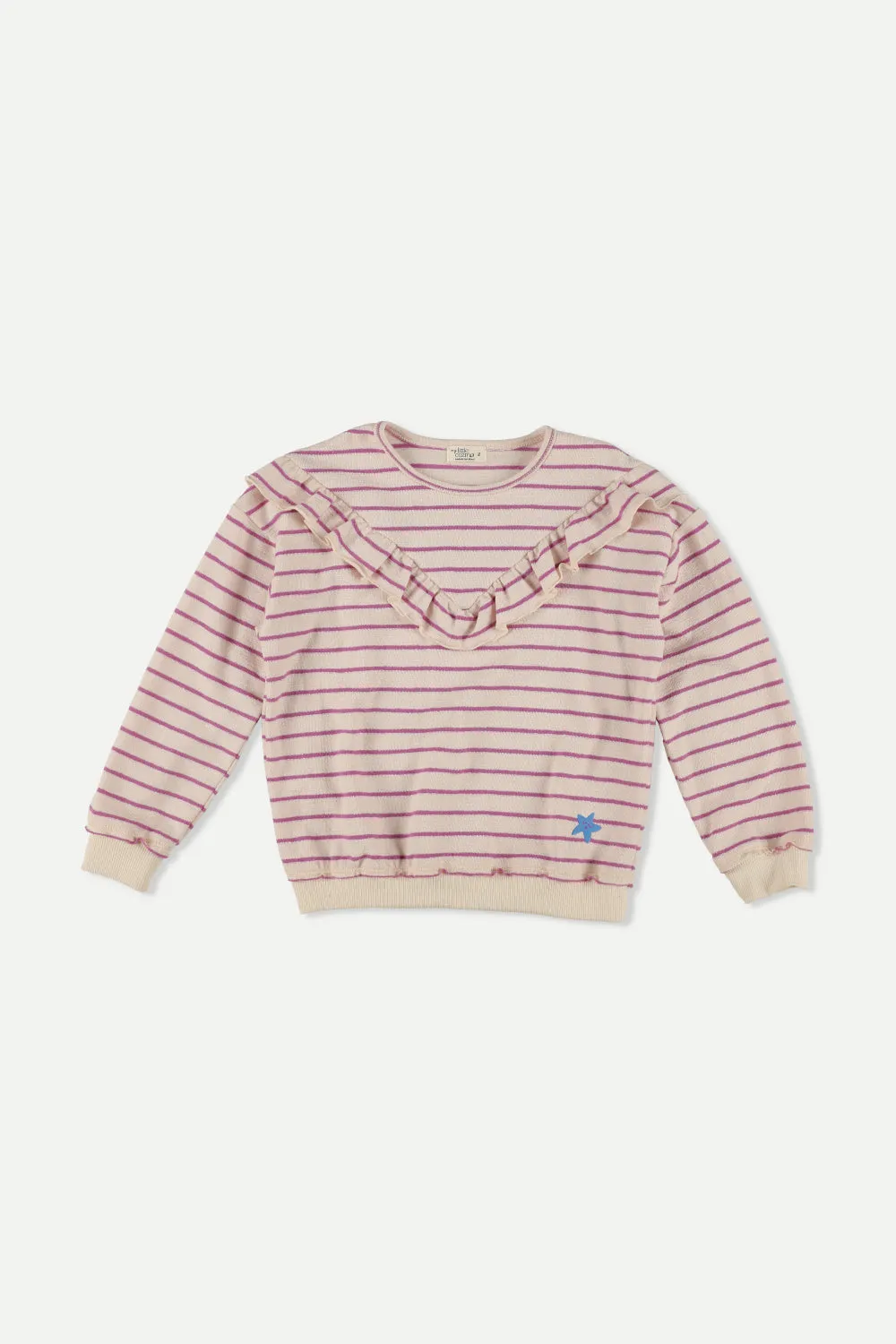 Organic Crepe Stripe Ruffle Sweatshirt