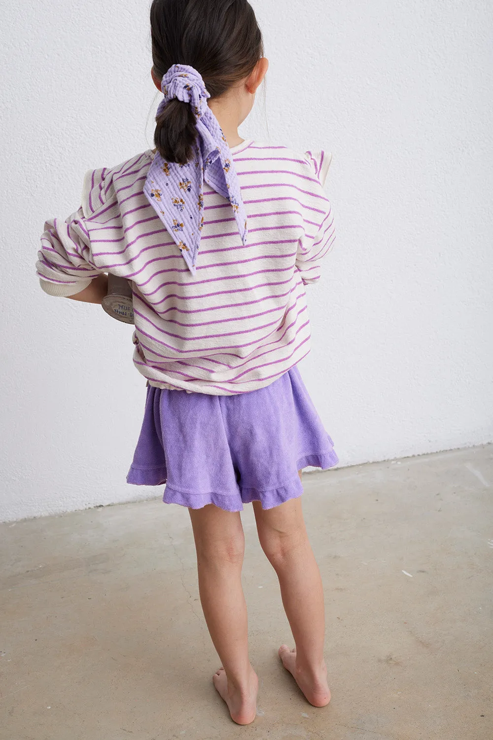 Organic Crepe Stripe Ruffle Sweatshirt