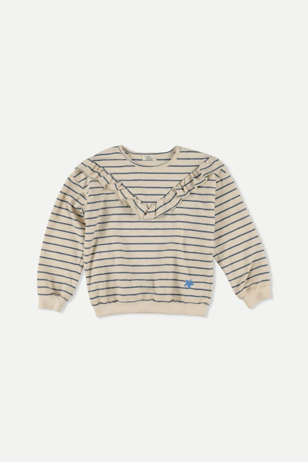 Organic Crepe Stripe Ruffle Sweatshirt