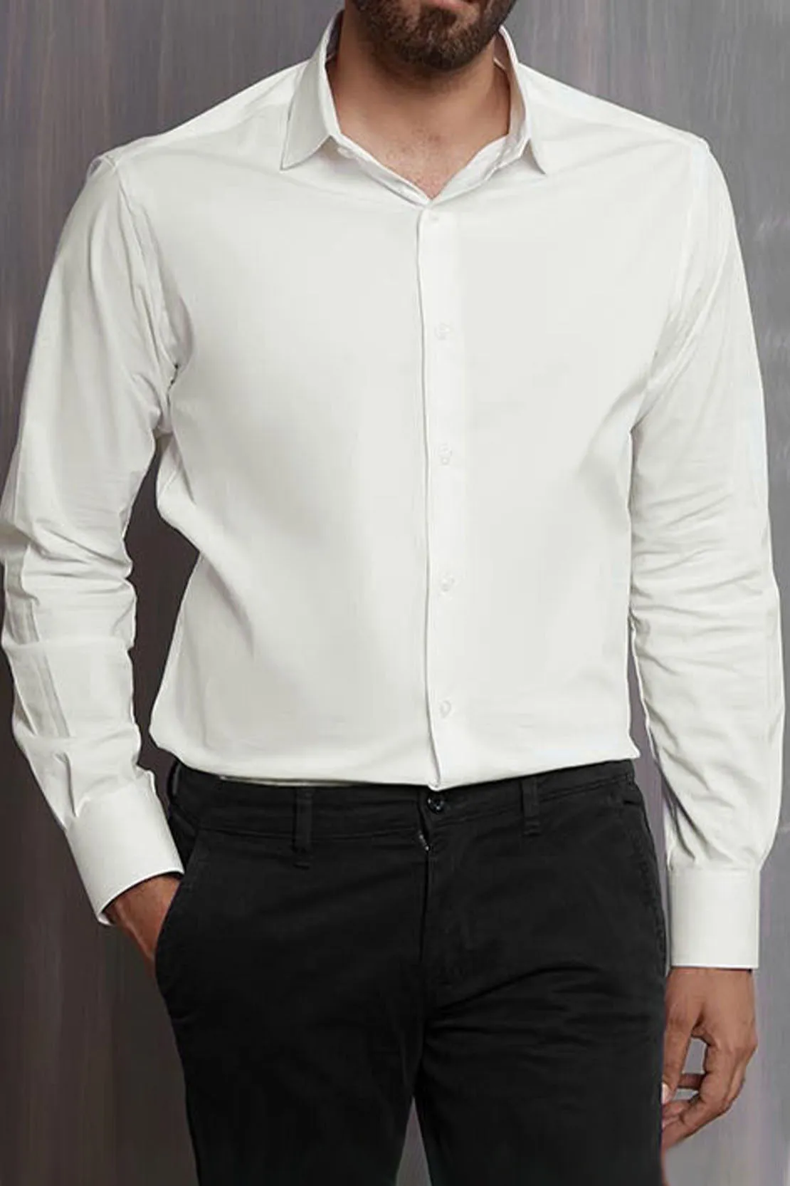 OXFORD WHITE STRETCH MEN'S SHIRT