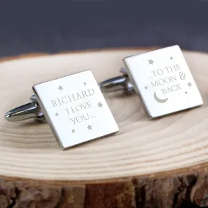 Personalised To The Moon And Back Square Cufflinks