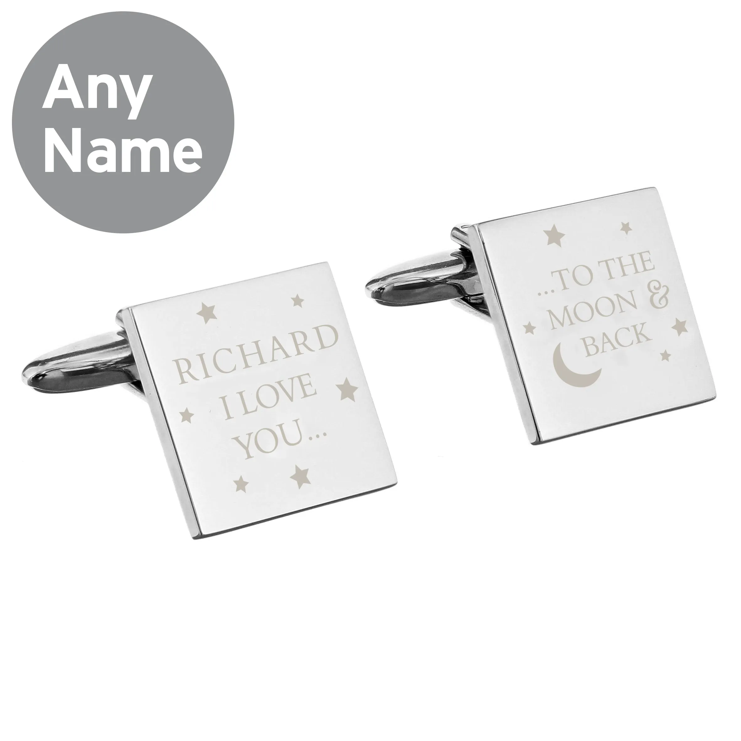 Personalised To The Moon And Back Square Cufflinks