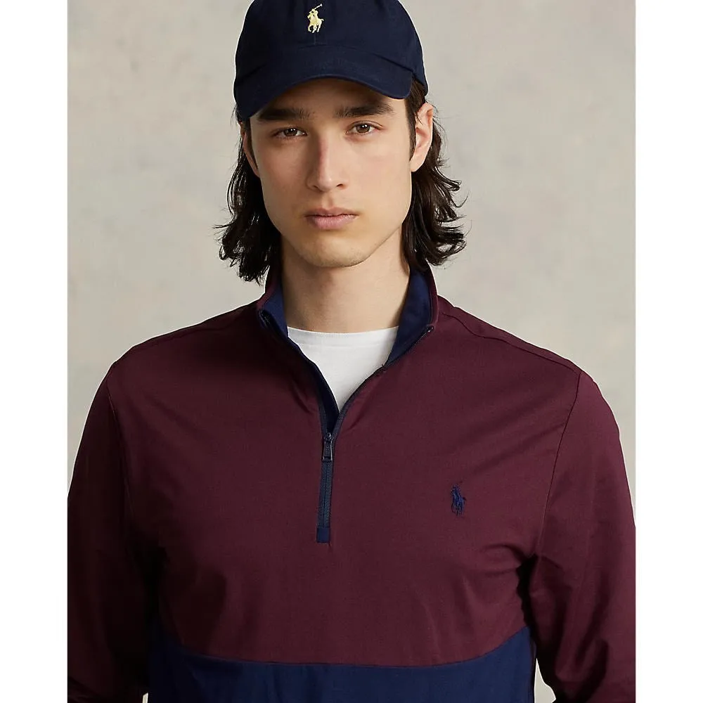 Polo Performance Ralph Lauren 1/4 Zip Peached Jersey - Harvard Wine/French Navy